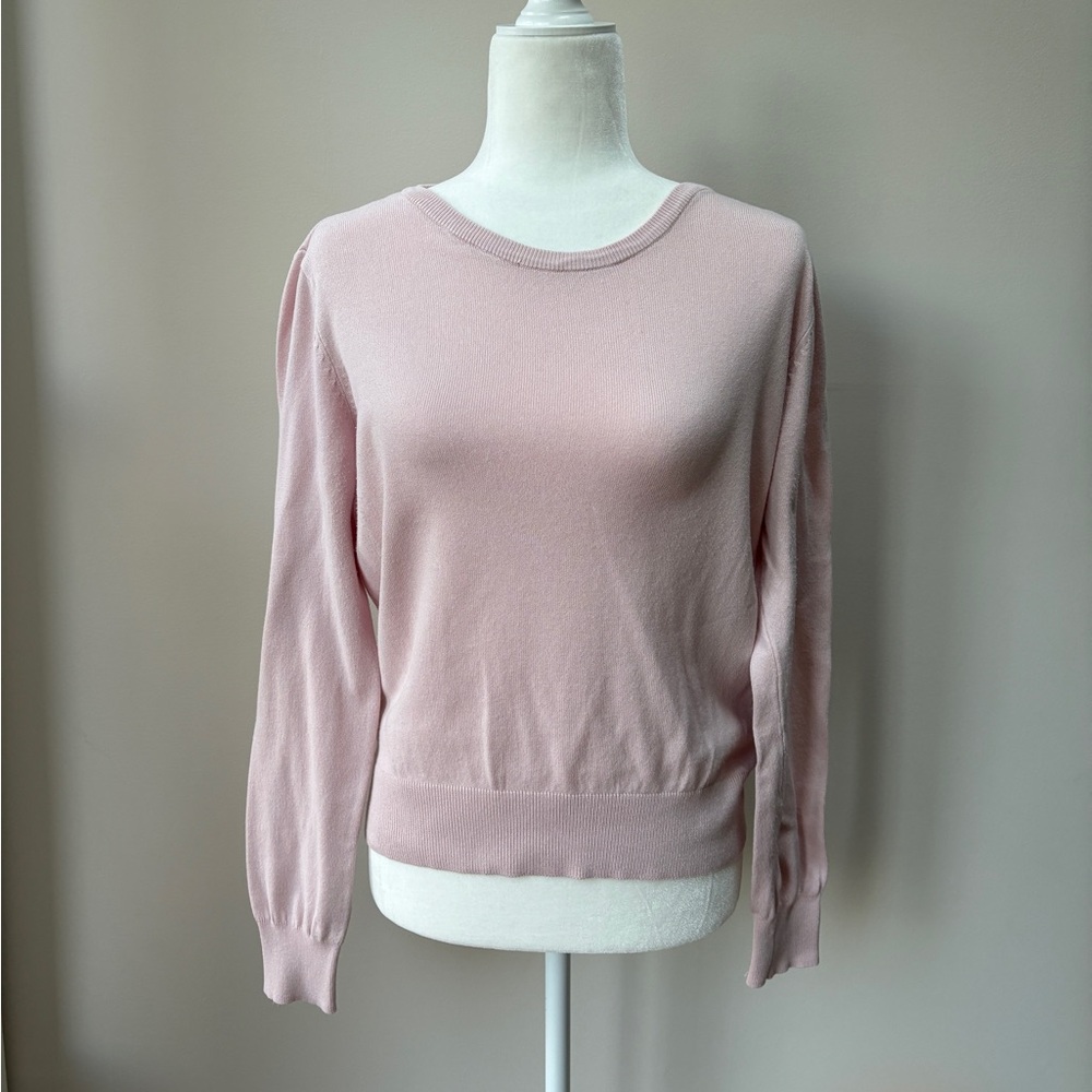 H&M Lightweight Cotton Blend Soft Pink Scoop Neck Sweater